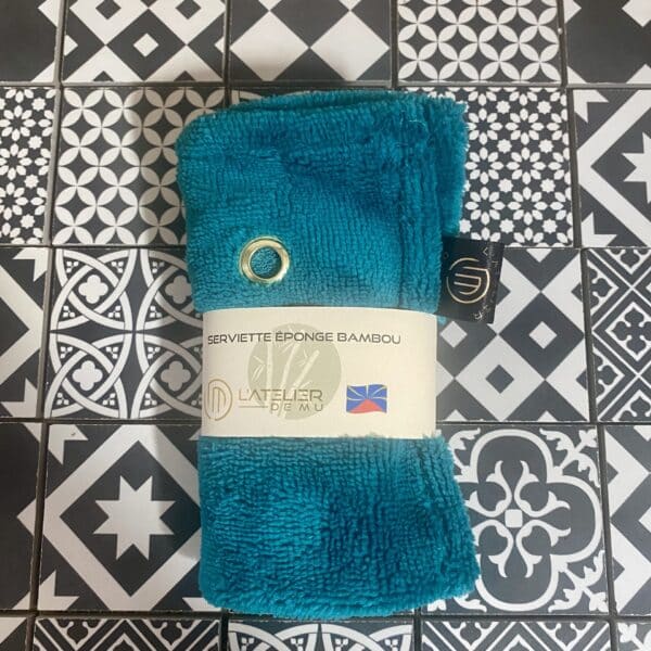 Serviette éponge "Bleu canard"